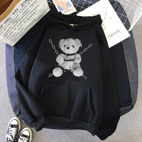 Black Hoodie Womens Japanese Gothic Sweatshirt - ROUTINE FASHION